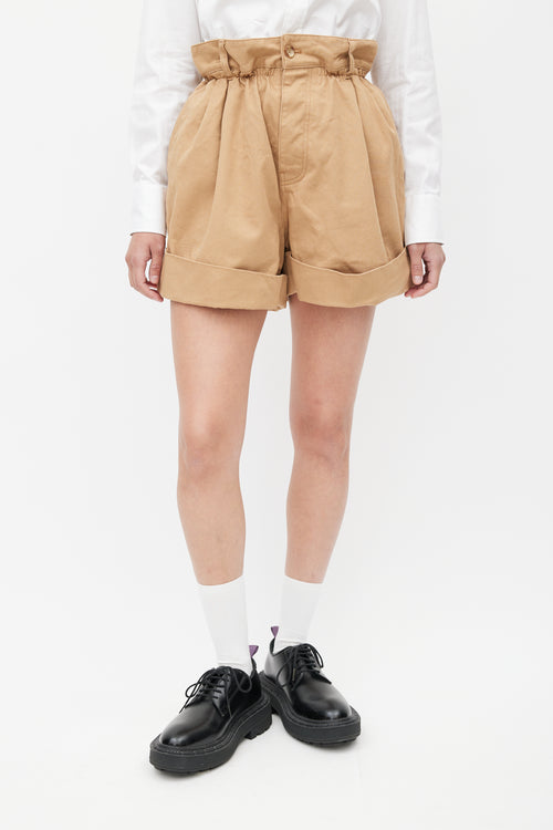 Miu Miu Brown Wide Leg Logo Short