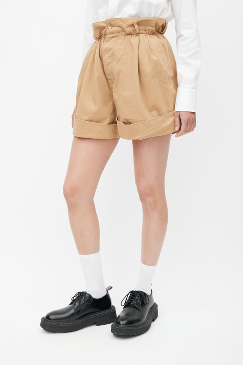 Miu Miu Brown Wide Leg Logo Short