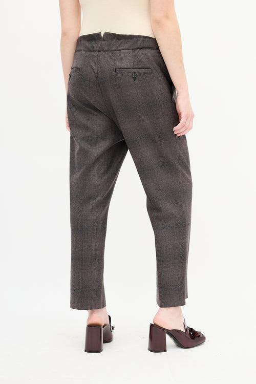 Miu Miu Brown Wool Houndstooth Trouser