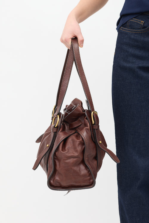 Miu Miu Burgundy Leather Drawstring Shoulder Bag