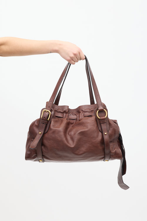 Miu Miu Burgundy Leather Drawstring Shoulder Bag