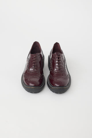 Miu Miu Burgundy Patent Leather Brogue