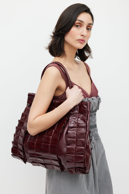 Miu Miu Burgundy Patent Leather Ruffled Bag