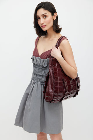 Miu Miu Burgundy Patent Leather Ruffled Bag