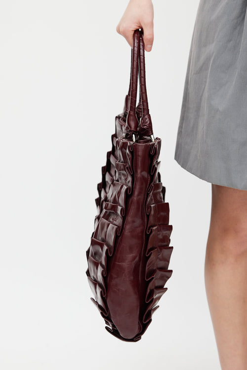 Miu Miu Burgundy Patent Leather Ruffled Bag