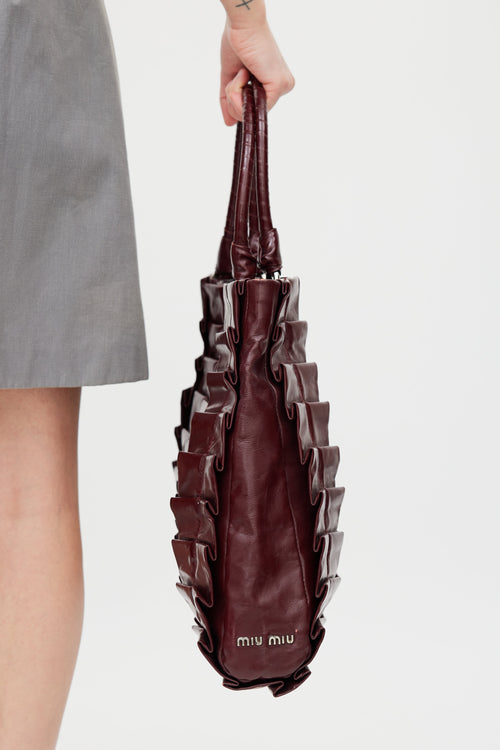 Miu Miu Burgundy Patent Leather Ruffled Bag