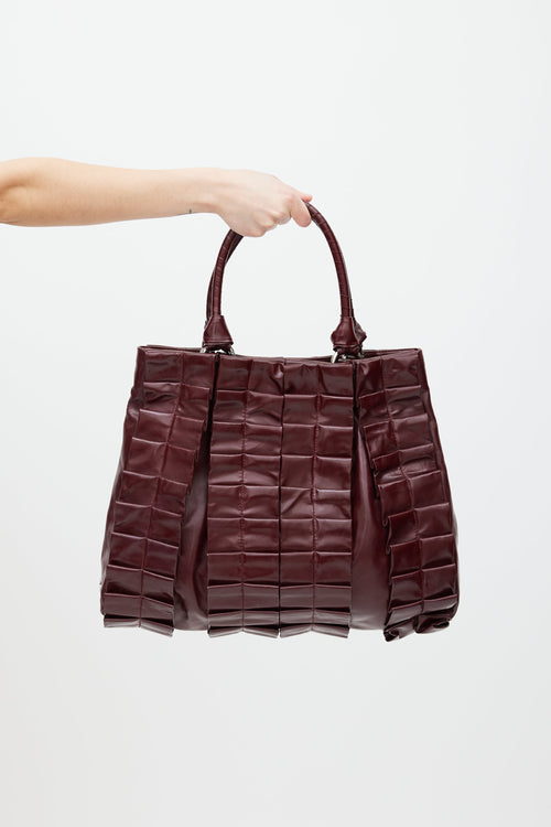 Miu Miu Burgundy Patent Leather Ruffled Bag