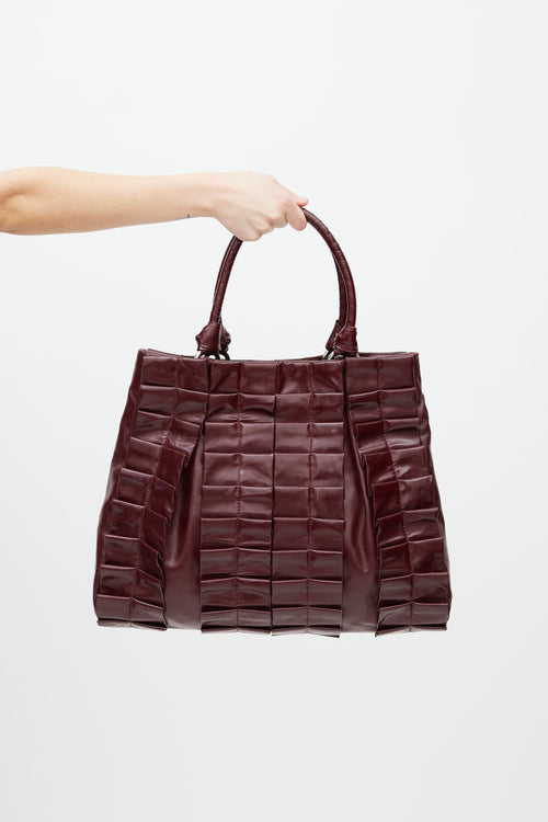 Miu Miu Burgundy Patent Leather Ruffled Bag