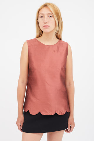 Miu Miu Burgundy Satin Sleeveless Top