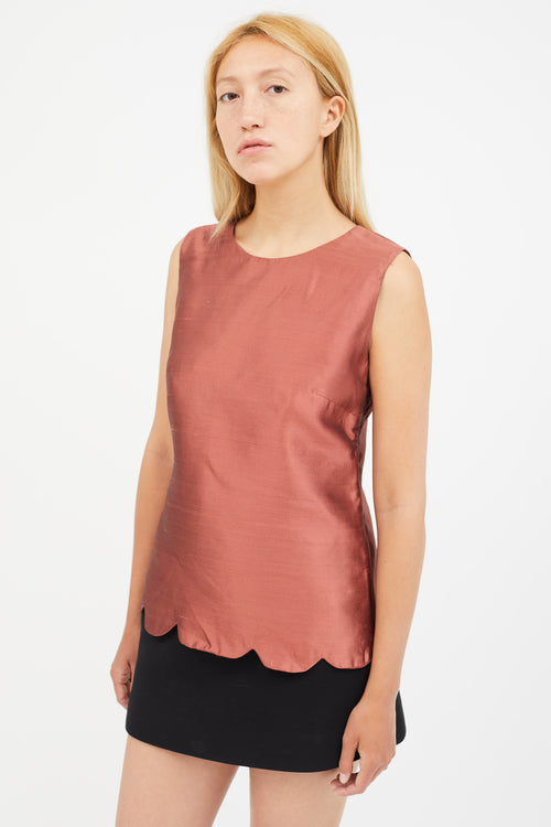 Miu Miu Burgundy Satin Sleeveless Top