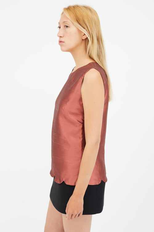 Miu Miu Burgundy Satin Sleeveless Top