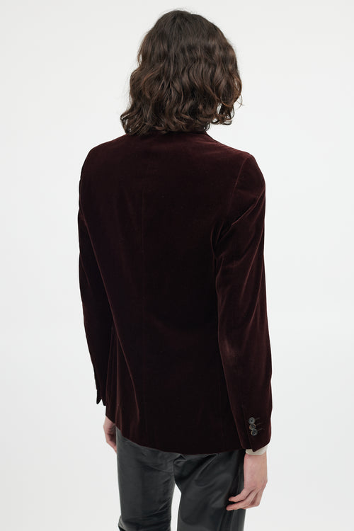 Miu Miu Burgundy Velour Three Pocket Blazer