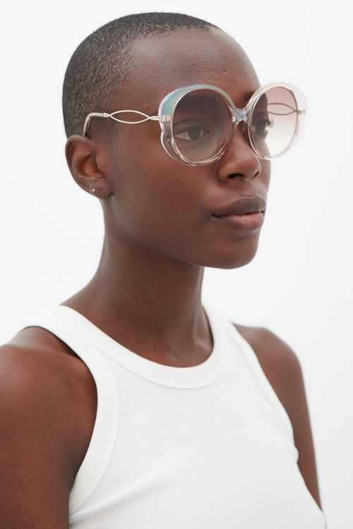 Chloé Pink 
Silver CE741SA Iridescent Circular Sunglasses