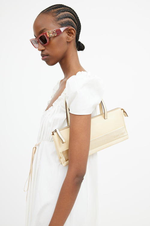 Miu Miu Cream 
Gold Leather Shoulder Bag