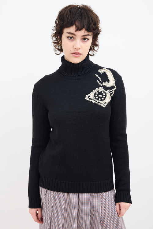 Miu Miu FW 2017 Black Telephone Turtleneck Sweater