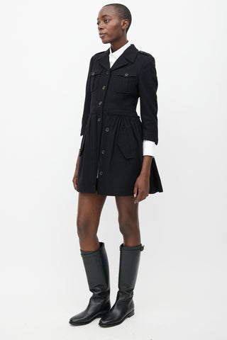 Miu Miu Fall 2006 Black Wool Pleated Waist Coat