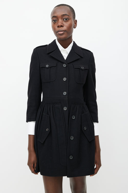 Miu Miu Fall 2006 Black Wool Pleated Waist Coat