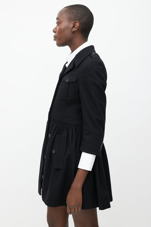 Miu Miu Fall 2006 Black Wool Pleated Waist Coat