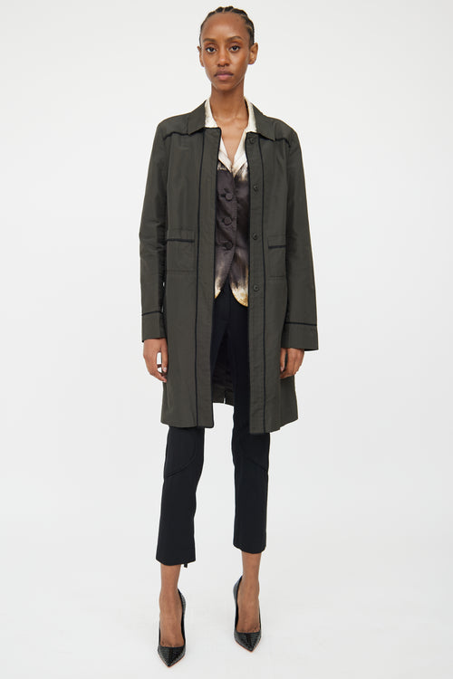 Miu Miu Green 
Black Detail Trench Coat