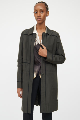 Miu Miu Green 
Black Detail Trench Coat