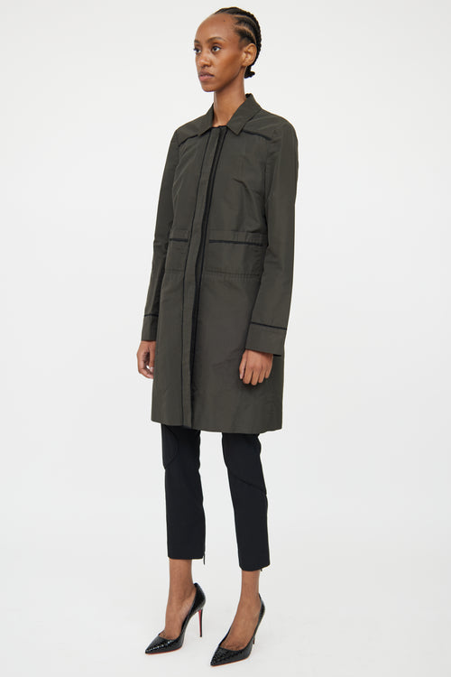 Miu Miu Green 
Black Detail Trench Coat