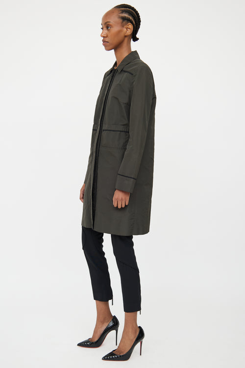 Miu Miu Green 
Black Detail Trench Coat