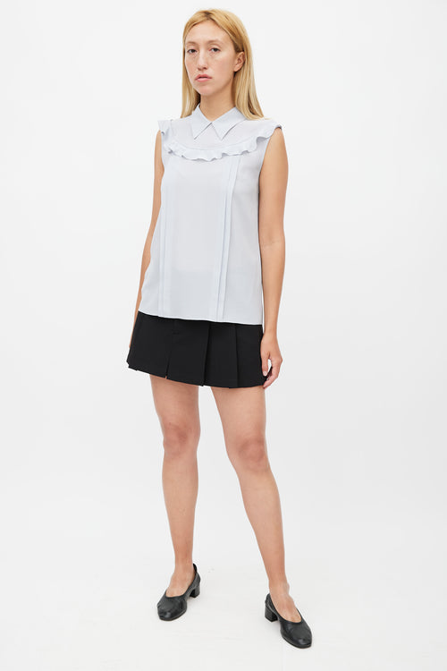 Miu Miu Grey Ruffled Sleeveless Top