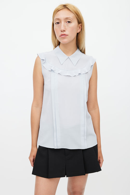 Miu Miu Grey Ruffled Sleeveless Top