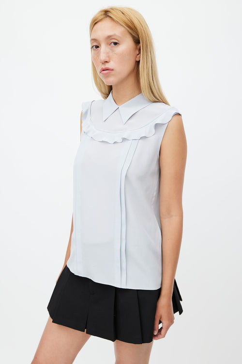 Miu Miu Grey Ruffled Sleeveless Top