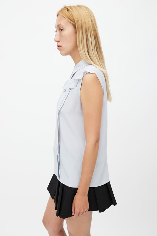 Miu Miu Grey Ruffled Sleeveless Top