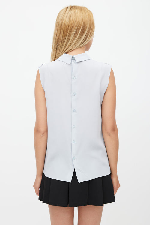 Miu Miu Grey Ruffled Sleeveless Top