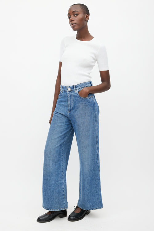 Miu Miu Medium Wash Wide Leg Jean