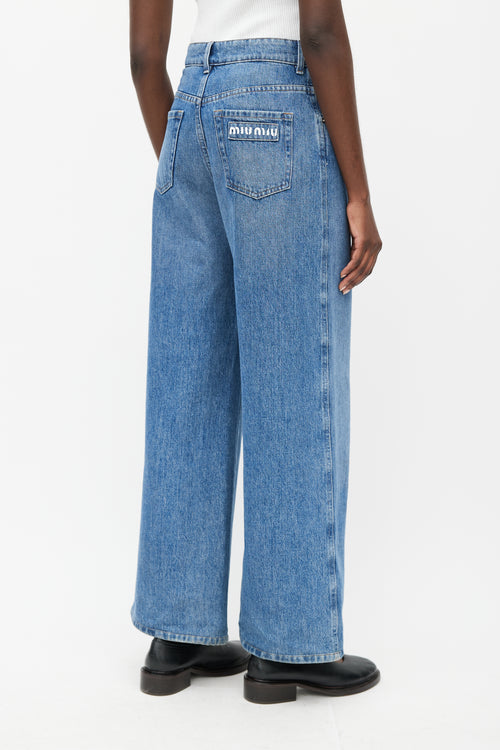 Miu Miu Medium Wash Wide Leg Jean