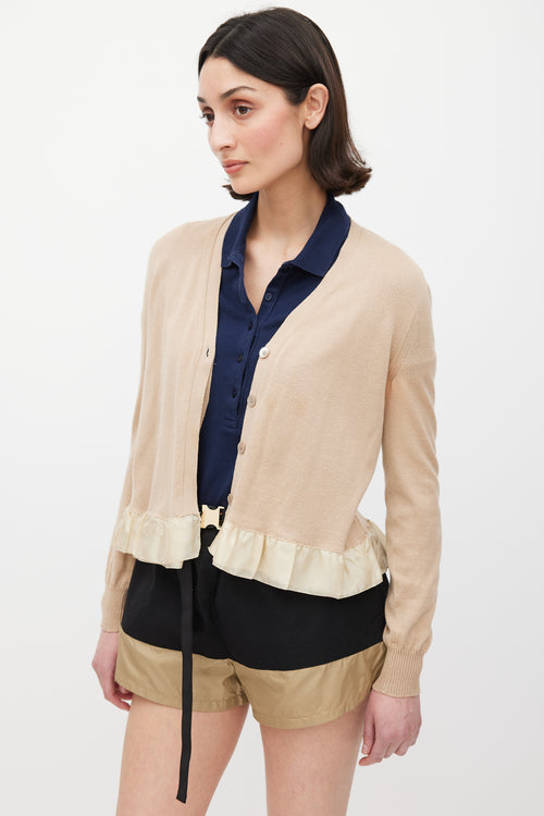 Miu Miu Brown Ruffled Knit Cardigan