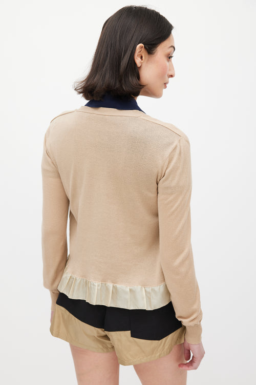 Miu Miu Brown Ruffled Knit Cardigan