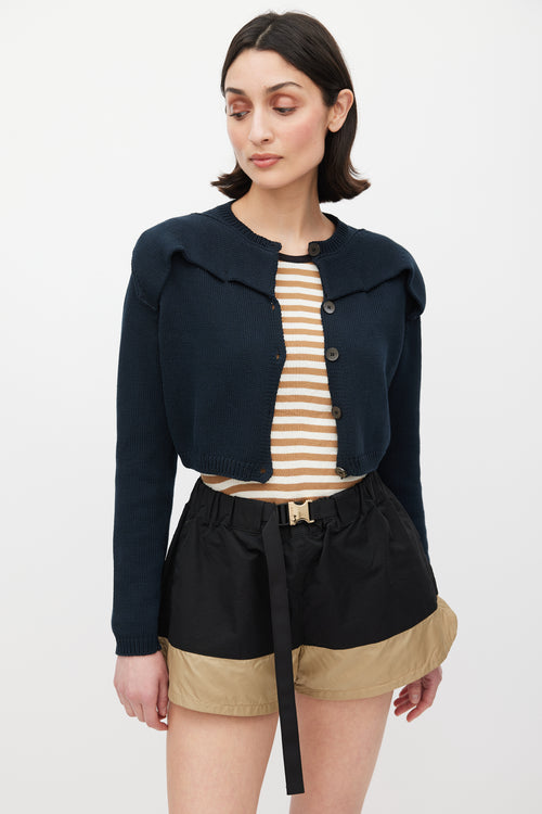 Miu Miu Navy Layered Cropped Cardigan