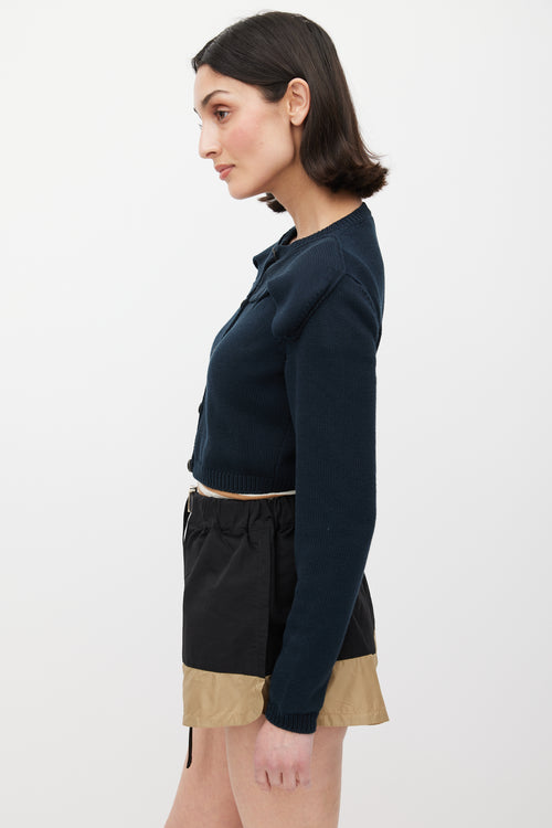 Miu Miu Navy Layered Cropped Cardigan