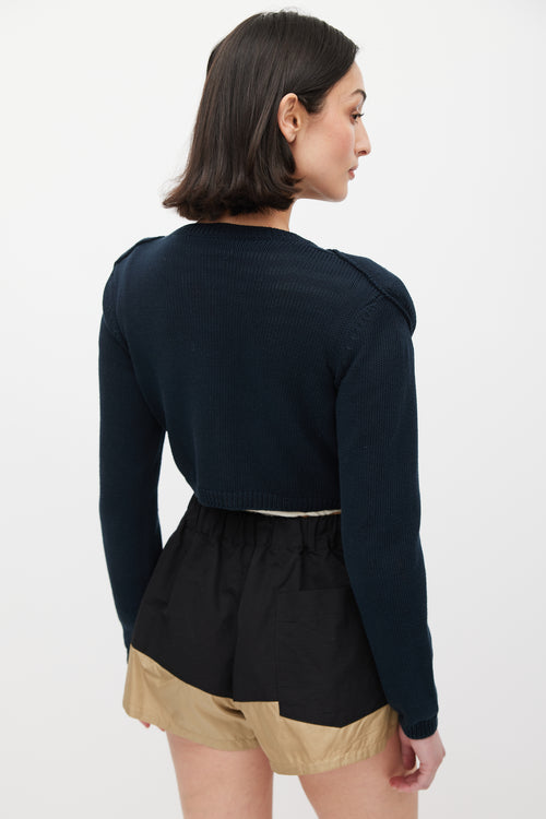 Miu Miu Navy Layered Cropped Cardigan