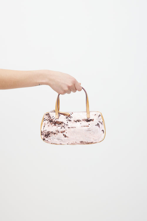 Miu Miu Orange 
Pink Patent Sequin Bag