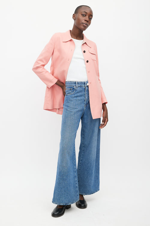 Miu Miu Pink Button Down Shirt Jacket