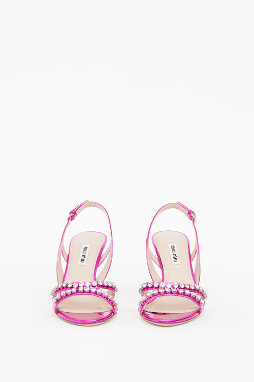 Miu Miu Pink Crystal Embellished Pump