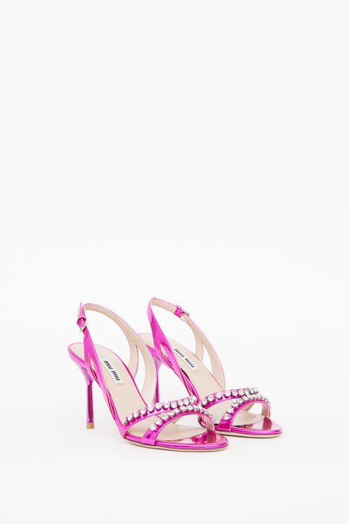 Miu Miu Pink Crystal Embellished Pump