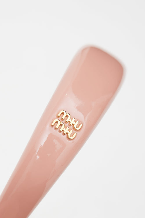 Miu Miu Pink 
Gold Patent Leather Headband