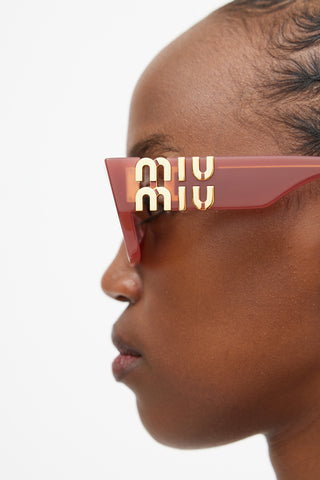 Miu Miu Pink 
Gold SMU09W Geometric Cat Eye Sunglasses