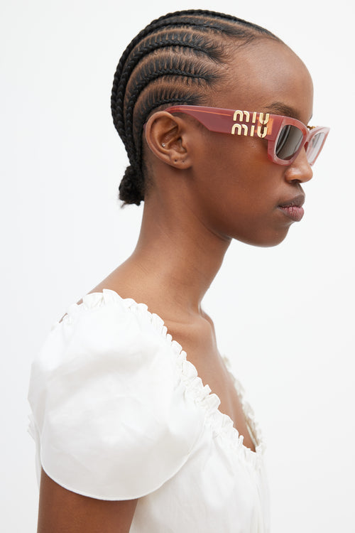 Miu Miu Pink 
Gold SMU09W Geometric Cat Eye Sunglasses