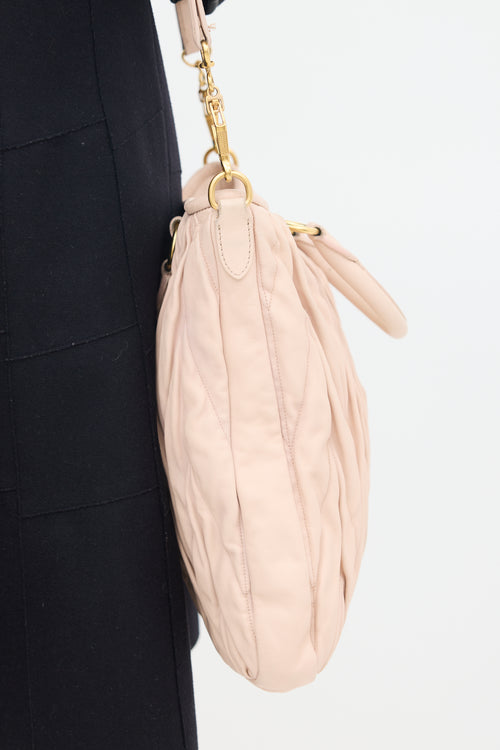 Miu Miu Pink Matelassé Leather Tote Bag