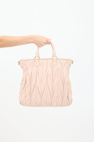 Miu Miu Pink Matelassé Leather Tote Bag