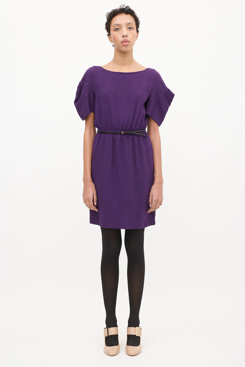 Miu Miu Purple Belted Mini Dress