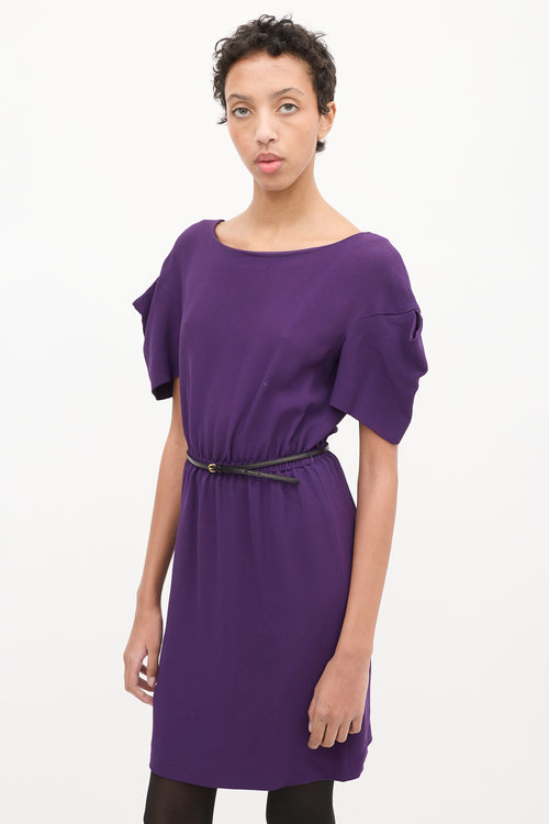 Miu Miu Purple Belted Mini Dress