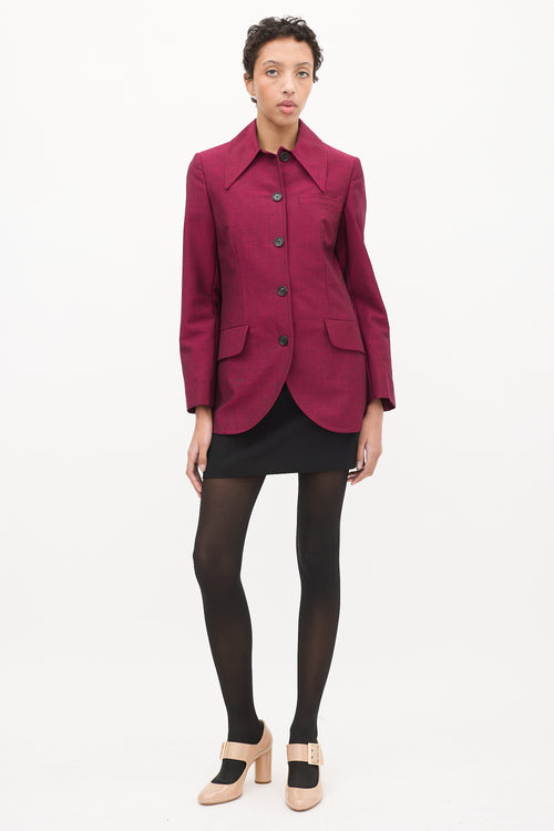 Miu Miu Purple Mohair 
Wool Point Collar Blazer